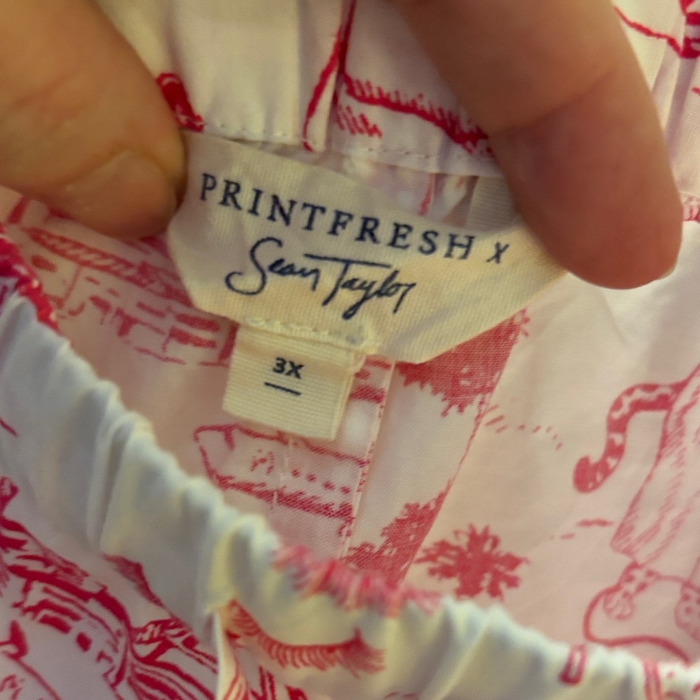 Printfresh with Sean Taylor Pink and White Girls Trip Toile Patterned Shorts 3X - Picture 2 of 7